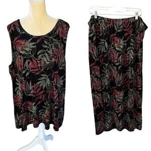 Ve Ve Collection by Vikki Vi Tank Skirt Outfit Set Size 3X Floral Slinky Travel